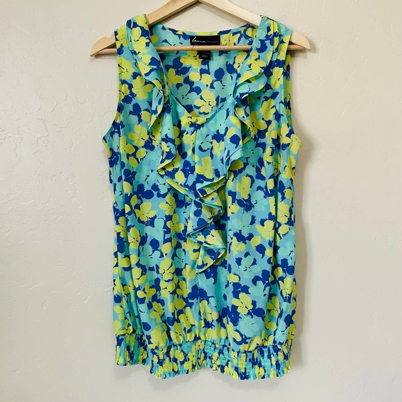 Lane Bryant Tops - Lane Bryant Plus Sleeveless Blouse Floral Ruffle